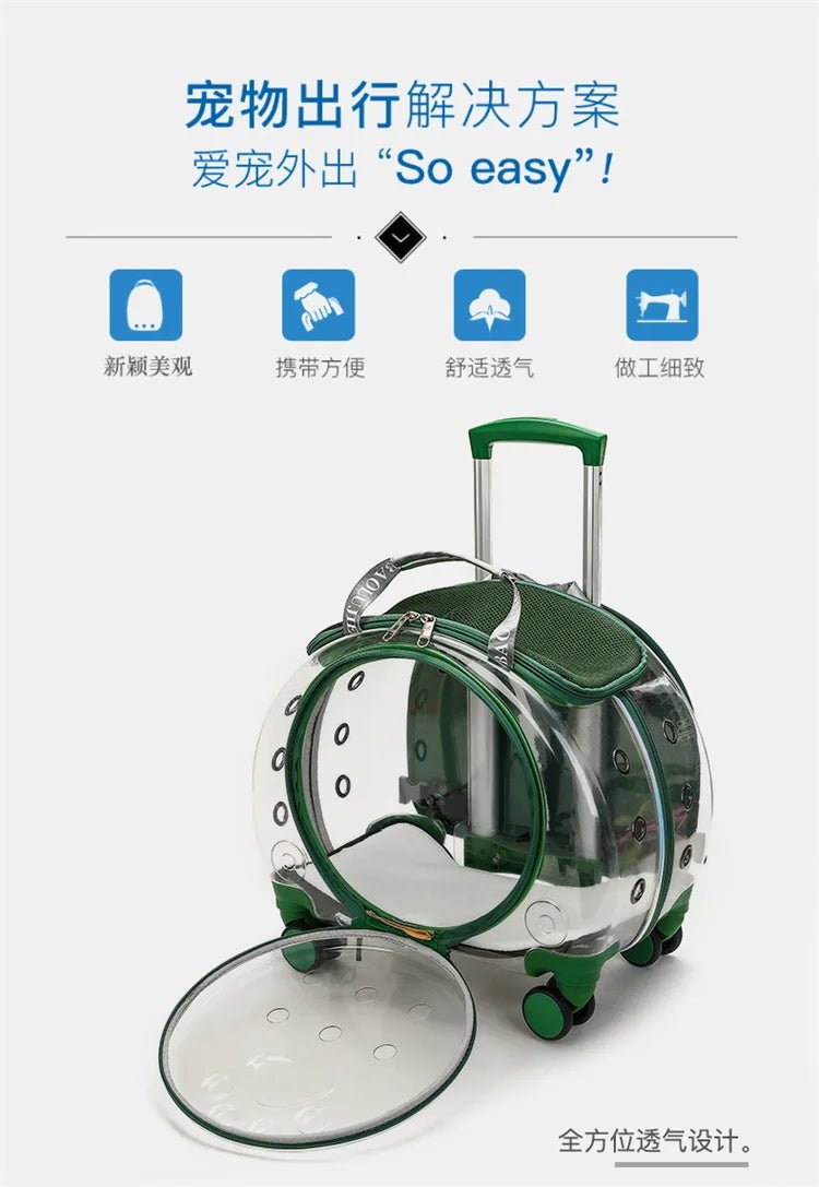 Pet cat out trolley case dog portable air case panoramic transparent breathable backpack bubble bag - Chatcalineux.com