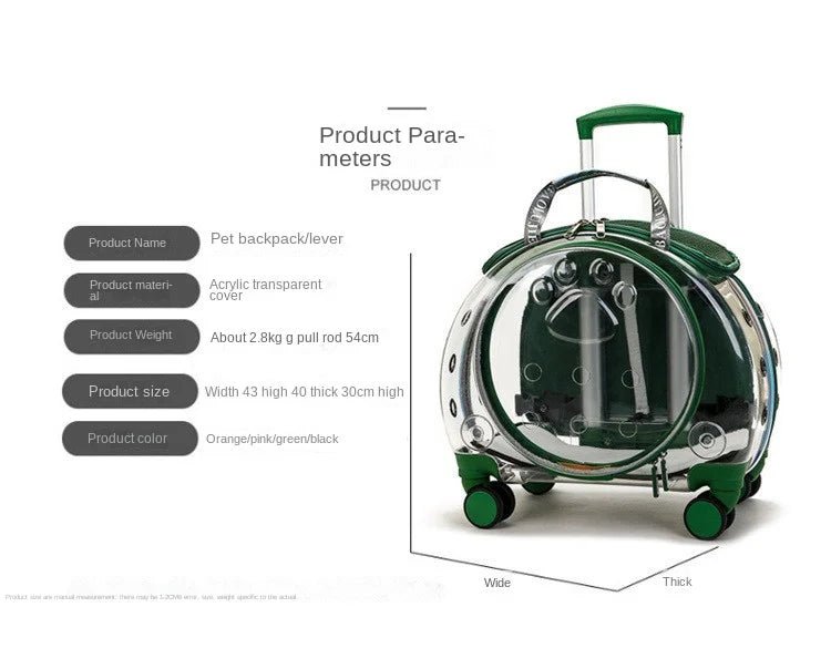 Pet cat out trolley case dog portable air case panoramic transparent breathable backpack bubble bag - Chatcalineux.com