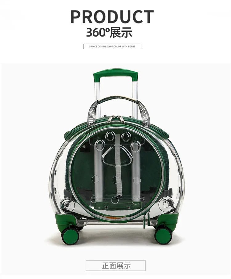 Pet cat out trolley case dog portable air case panoramic transparent breathable backpack bubble bag - Chatcalineux.com