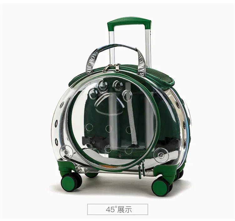 Pet cat out trolley case dog portable air case panoramic transparent breathable backpack bubble bag - Chatcalineux.com