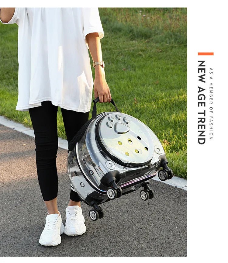 Pet cat out trolley case dog portable air case panoramic transparent breathable backpack bubble bag - Chatcalineux.com