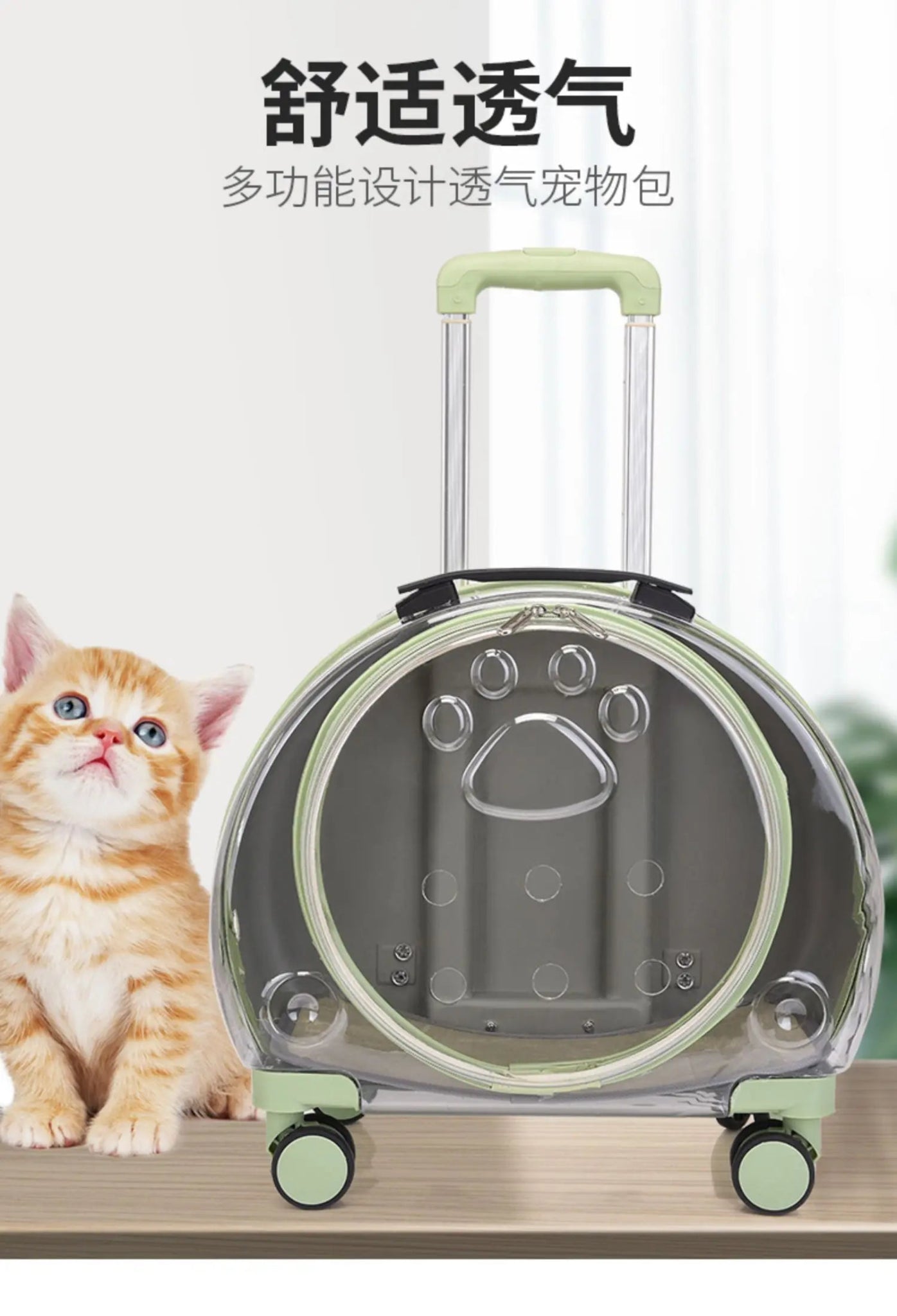 Pet cat out trolley case dog portable air case panoramic transparent breathable backpack bubble bag - Chatcalineux.com