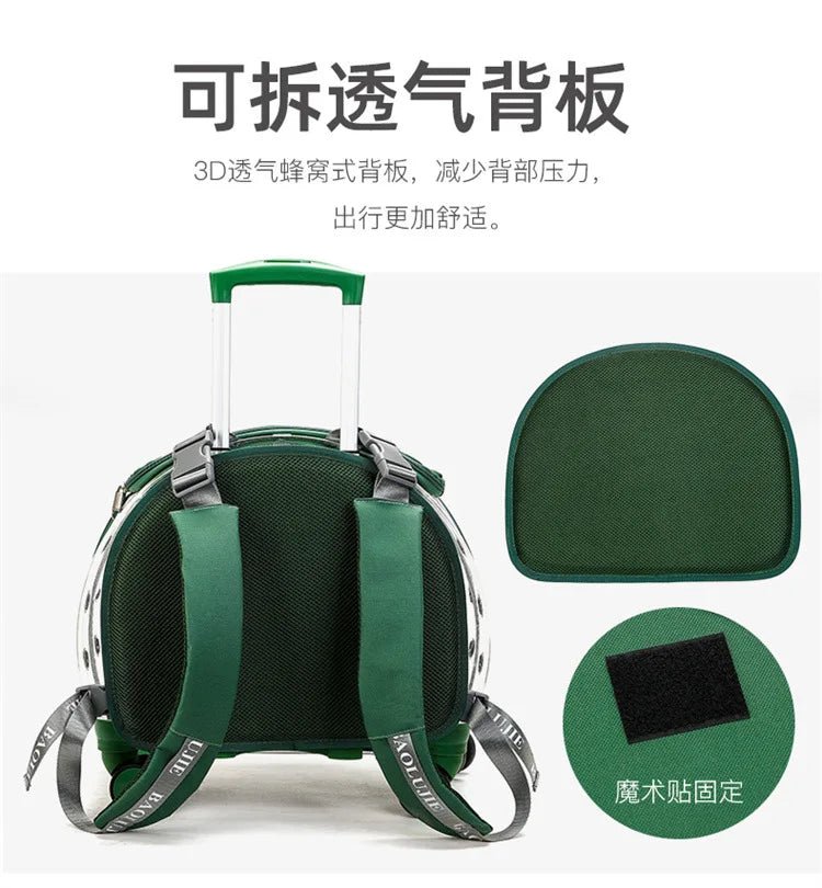 Pet cat out trolley case dog portable air case panoramic transparent breathable backpack bubble bag - Chatcalineux.com