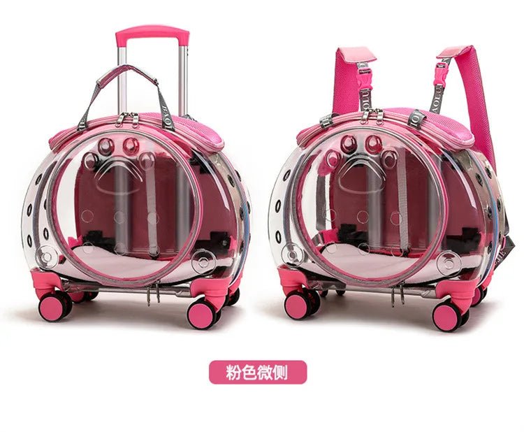 Pet cat out trolley case dog portable air case panoramic transparent breathable backpack bubble bag - Chatcalineux.com